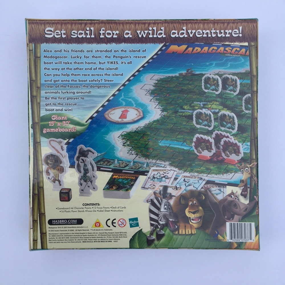 Madagascar Board Game Milton Bradley 2005 Race To Escape The Island New Sealed - Picture 2 of 6